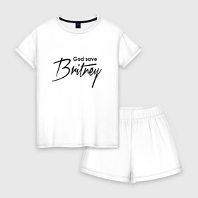 Женская пижама с шортиками хлопок с принтом God save Britney в Кировске, 100% хлопок | футболка прямого кроя, шорты свободные с широкой мягкой резинкой | Тематика изображения на принте: baby one more time | britney spears | oops | бритни спирс