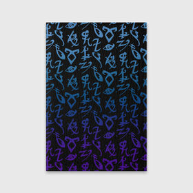 Обложка для паспорта матовая кожа с принтом Blue runes в Кировске, натуральная матовая кожа | размер 19,3 х 13,7 см; прозрачные пластиковые крепления | Тематика изображения на принте: freeform | shadowhunters | доминик шервуд | клэри фрэй | кэтрин макнамара | фэнтази
