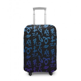 Чехол для чемодана 3D с принтом Blue runes в Кировске, 86% полиэфир, 14% спандекс | двустороннее нанесение принта, прорези для ручек и колес | freeform | shadowhunters | доминик шервуд | клэри фрэй | кэтрин макнамара | фэнтази