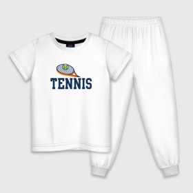Детская пижама хлопок с принтом Теннис в Кировске, 100% хлопок |  брюки и футболка прямого кроя, без карманов, на брюках мягкая резинка на поясе и по низу штанин
 | 