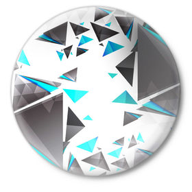Значок с принтом TRIANGLE в Кировске,  металл | круглая форма, металлическая застежка в виде булавки | 2019 | new | triangle | геометрия | текстура | треугольники | цветные