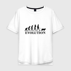 Мужская футболка хлопок Oversize с принтом Evolution в Кировске, 100% хлопок | свободный крой, круглый ворот, “спинка” длиннее передней части | Тематика изображения на принте: dog | друг человека | кинолог | люблю собак | овчарка | пес | собака | собачник | щенок | эволюция