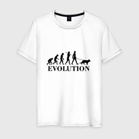 Мужская футболка хлопок с принтом Evolution в Кировске, 100% хлопок | прямой крой, круглый вырез горловины, длина до линии бедер, слегка спущенное плечо. | dog | друг человека | кинолог | люблю собак | овчарка | пес | собака | собачник | щенок | эволюция