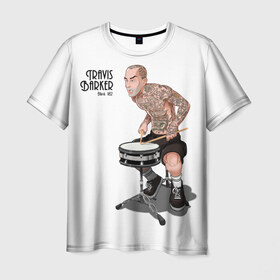 Мужская футболка 3D с принтом TB в Кировске, 100% полиэфир | прямой крой, круглый вырез горловины, длина до линии бедер | travis barker | блинки | трэвис баркер