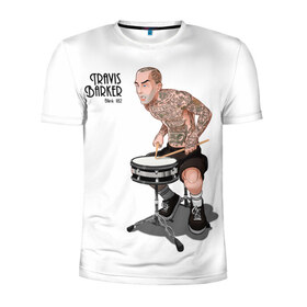 Мужская футболка 3D спортивная с принтом TB в Кировске, 100% полиэстер с улучшенными характеристиками | приталенный силуэт, круглая горловина, широкие плечи, сужается к линии бедра | travis barker | блинки | трэвис баркер