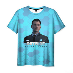 Мужская футболка 3D с принтом Detroit: Become Human в Кировске, 100% полиэфир | прямой крой, круглый вырез горловины, длина до линии бедер | android | connor | dbh | detroit | detroit become human | deviant | game | gamer | андроид | девиант | детройт | игра | коннор
