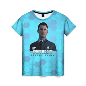 Женская футболка 3D с принтом Detroit: Become Human в Кировске, 100% полиэфир ( синтетическое хлопкоподобное полотно) | прямой крой, круглый вырез горловины, длина до линии бедер | android | connor | dbh | detroit | detroit become human | deviant | game | gamer | андроид | девиант | детройт | игра | коннор