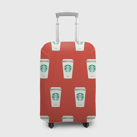 Чехол для чемодана 3D с принтом Старбакс попарт Томат в Кировске, 86% полиэфир, 14% спандекс | двустороннее нанесение принта, прорези для ручек и колес | pop art | starbucks | warhol | кофе | паттерн | поп арт | стакан | старбакс | узор | уорхол | хипстер | чашка