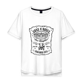 Мужская футболка хлопок Oversize с принтом GunsNRoses в Кировске, 100% хлопок | свободный крой, круглый ворот, “спинка” длиннее передней части | gansenroses | gunsnroses | rock | rockmusik | ганзенроуз | рок | рокмузыка