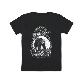 Детская футболка хлопок с принтом Медведь в Кировске, 100% хлопок | круглый вырез горловины, полуприлегающий силуэт, длина до линии бедер | горы | кемпинг | медведи | медведь | надписи | надпись | отдых | приключение | природа | с надписью | с надписями | туризм