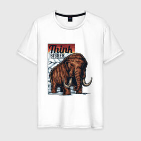 Мужская футболка хлопок с принтом Мамонт в Кировске, 100% хлопок | прямой крой, круглый вырез горловины, длина до линии бедер, слегка спущенное плечо. | животные | мамонт | мамонты | слон | слоны