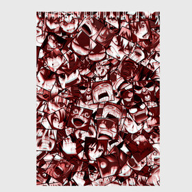 Скетчбук с принтом Ярость аниме в Кировске, 100% бумага
 | 48 листов, плотность листов — 100 г/м2, плотность картонной обложки — 250 г/м2. Листы скреплены сверху удобной пружинной спиралью | ahegao | anime | manga | злость | комиксы | красный | крик | лица | лицо | манга | паттрен | фрагменты