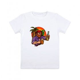 Детская футболка хлопок с принтом Пират в Кировске, 100% хлопок | круглый вырез горловины, полуприлегающий силуэт, длина до линии бедер | летние | летняя | лето | море | морская | морские | пират | пираты | попугай