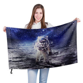 Флаг 3D с принтом STARFIELD в Кировске, 100% полиэстер | плотность ткани — 95 г/м2, размер — 67 х 109 см. Принт наносится с одной стороны | 2019 | 2020 | bethesda | logo | space | starfield | звезды | игра | космонавт | космос | логотип | старфиелд
