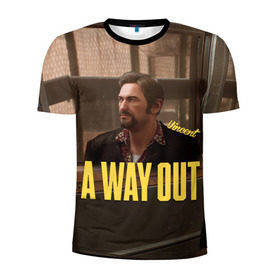 Мужская футболка 3D спортивная с принтом A Way Out Vincent в Кировске, 100% полиэстер с улучшенными характеристиками | приталенный силуэт, круглая горловина, широкие плечи, сужается к линии бедра | 