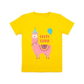 Детская футболка хлопок с принтом Лама в Кировске, 100% хлопок | круглый вырез горловины, полуприлегающий силуэт, длина до линии бедер | llama | вечеринка | животные | лама | ламы | милые