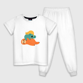 Детская пижама хлопок с принтом Лень в Кировске, 100% хлопок |  брюки и футболка прямого кроя, без карманов, на брюках мягкая резинка на поясе и по низу штанин
 | животные | коала | кот | ленивец | отдых | сон
