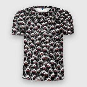 Мужская футболка 3D спортивная с принтом Большие белые акулы в Кировске, 100% полиэстер с улучшенными характеристиками | приталенный силуэт, круглая горловина, широкие плечи, сужается к линии бедра | shark | паттерн