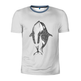 Мужская футболка 3D спортивная с принтом Киты в Кировске, 100% полиэстер с улучшенными характеристиками | приталенный силуэт, круглая горловина, широкие плечи, сужается к линии бедра | арт | касатка | касатки | кит | море | океан | рисунок | узор