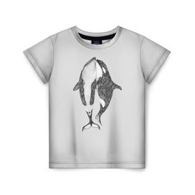 Детская футболка 3D с принтом Киты в Кировске, 100% гипоаллергенный полиэфир | прямой крой, круглый вырез горловины, длина до линии бедер, чуть спущенное плечо, ткань немного тянется | Тематика изображения на принте: арт | касатка | касатки | кит | море | океан | рисунок | узор