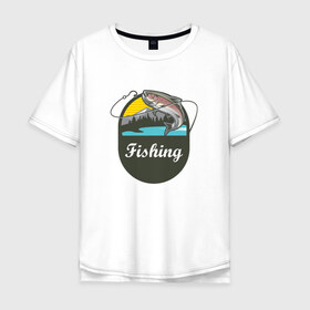 Мужская футболка хлопок Oversize с принтом Рыбалка в Кировске, 100% хлопок | свободный крой, круглый ворот, “спинка” длиннее передней части | ловить рыбу | на рыбалку | охота | природа | рыба | рыбак | рыбалка