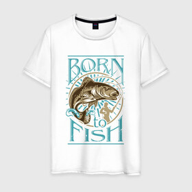 Мужская футболка хлопок с принтом Рыбалка в Кировске, 100% хлопок | прямой крой, круглый вырез горловины, длина до линии бедер, слегка спущенное плечо. | ловить рыбу | на рыбалку | охота | природа | рыба | рыбак | рыбалка