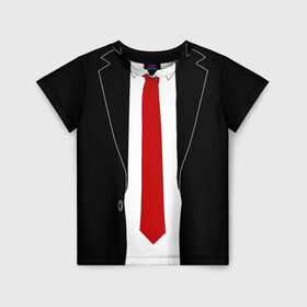 Детская футболка 3D с принтом КОСТЮМ АГЕНТА 47 в Кировске, 100% гипоаллергенный полиэфир | прямой крой, круглый вырез горловины, длина до линии бедер, чуть спущенное плечо, ткань немного тянется | Тематика изображения на принте: agent 47 | галстук | пиджак | хитман