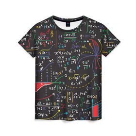 Женская футболка 3D с принтом Math в Кировске, 100% полиэфир ( синтетическое хлопкоподобное полотно) | прямой крой, круглый вырез горловины, длина до линии бедер | математика | наука | тригонометрия | уравнения | формулы | цифры