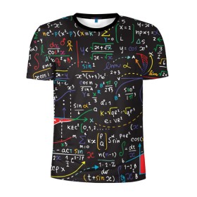 Мужская футболка 3D спортивная с принтом Math в Кировске, 100% полиэстер с улучшенными характеристиками | приталенный силуэт, круглая горловина, широкие плечи, сужается к линии бедра | математика | наука | тригонометрия | уравнения | формулы | цифры