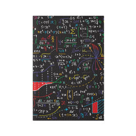 Обложка для паспорта матовая кожа с принтом Math в Кировске, натуральная матовая кожа | размер 19,3 х 13,7 см; прозрачные пластиковые крепления | математика | наука | тригонометрия | уравнения | формулы | цифры
