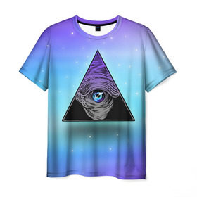 Мужская футболка 3D с принтом Пирамида / Всевидящее око в Кировске, 100% полиэфир | прямой крой, круглый вырез горловины, длина до линии бедер | 
