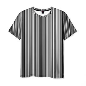 Мужская футболка 3D с принтом Черно белые полосы в Кировске, 100% полиэфир | прямой крой, круглый вырез горловины, длина до линии бедер | белое | полоски | полосы | черное