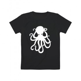 Детская футболка хлопок с принтом Осьминог в Кировске, 100% хлопок | круглый вырез горловины, полуприлегающий силуэт, длина до линии бедер | mark hoppus | octopus | марк хоппус | осьминог