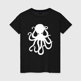 Женская футболка хлопок с принтом Осьминог в Кировске, 100% хлопок | прямой крой, круглый вырез горловины, длина до линии бедер, слегка спущенное плечо | mark hoppus | octopus | марк хоппус | осьминог