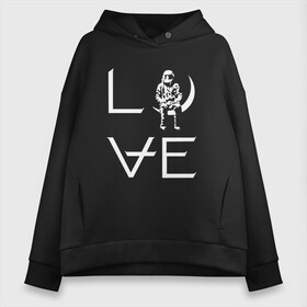 Женское худи Oversize хлопок с принтом Love в Кировске, френч-терри — 70% хлопок, 30% полиэстер. Мягкий теплый начес внутри —100% хлопок | боковые карманы, эластичные манжеты и нижняя кромка, капюшон на магнитной кнопке | Тематика изображения на принте: angels and airwaves | ava | love | tom delonge | том делонг