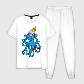 Мужская пижама хлопок с принтом Mark Blink 182 в Кировске, 100% хлопок | брюки и футболка прямого кроя, без карманов, на брюках мягкая резинка на поясе и по низу штанин
 | mark hoppus | octopus | марк хоппус | осьминог