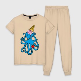Женская пижама хлопок с принтом Mark Blink 182 в Кировске, 100% хлопок | брюки и футболка прямого кроя, без карманов, на брюках мягкая резинка на поясе и по низу штанин | mark hoppus | octopus | марк хоппус | осьминог