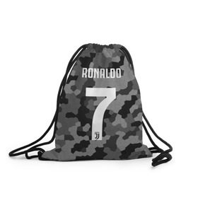 Рюкзак-мешок 3D с принтом RONALDO JUVE SPORT в Кировске, 100% полиэстер | плотность ткани — 200 г/м2, размер — 35 х 45 см; лямки — толстые шнурки, застежка на шнуровке, без карманов и подкладки | Тематика изображения на принте: cr7 | fc | клуб | криштиану роналду | роналдо | фк | ювентус