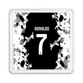 Магнит 55*55 с принтом RONALDO JUVE SPORT в Кировске, Пластик | Размер: 65*65 мм; Размер печати: 55*55 мм | Тематика изображения на принте: cr7 | fc | football | ronaldo | sport | криштиану роналду | роналдо | фк | форма | футбольный клуб | ювентус