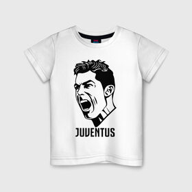 Детская футболка хлопок с принтом RONALDO JUVE SPORT в Кировске, 100% хлопок | круглый вырез горловины, полуприлегающий силуэт, длина до линии бедер | 