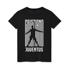 Женская футболка хлопок с принтом RONALDO JUVE SPORT в Кировске, 100% хлопок | прямой крой, круглый вырез горловины, длина до линии бедер, слегка спущенное плечо | cr7 | fc | клуб | криштиану роналду | роналдо | фк | ювентус