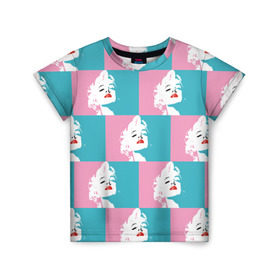 Детская футболка 3D с принтом Marilyn Monroe в Кировске, 100% гипоаллергенный полиэфир | прямой крой, круглый вырез горловины, длина до линии бедер, чуть спущенное плечо, ткань немного тянется | marilyn monroe | pop art | мэрилин монро | поп арт