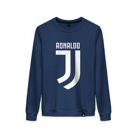 Женский свитшот хлопок с принтом RONALDO JUVE SPORT в Кировске, 100% хлопок | прямой крой, круглый вырез, на манжетах и по низу широкая трикотажная резинка  | cr7 | fc | клуб | криштиану роналду | роналдо | фк | ювентус