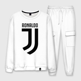 Мужской костюм хлопок с принтом RONALDO JUVE SPORT в Кировске, 100% хлопок | на свитшоте круглая горловина, мягкая резинка по низу. Брюки заужены к низу, на них два вида карманов: два “обычных” по бокам и два объемных, с клапанами, расположенные ниже линии бедра. Брюки с мягкой трикотажной резинкой на поясе и по низу штанин. В поясе для дополнительного комфорта — широкие завязки | cr7 | fc | клуб | криштиану роналду | роналдо | фк | ювентус