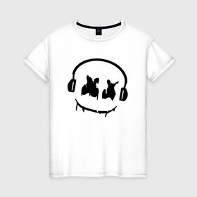 Женская футболка хлопок с принтом Music в Кировске, 100% хлопок | прямой крой, круглый вырез горловины, длина до линии бедер, слегка спущенное плечо | electronic music | marshmello | маршмеллоу | электронная музыка