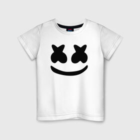 Детская футболка хлопок с принтом Маршмеллоу в Кировске, 100% хлопок | круглый вырез горловины, полуприлегающий силуэт, длина до линии бедер | electronic music | marshmello | маршмеллоу | электронная музыка