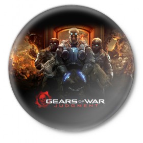 Значок с принтом Gears of War в Кировске,  металл | круглая форма, металлическая застежка в виде булавки | 