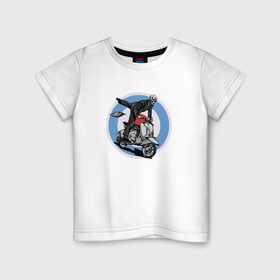 Детская футболка хлопок с принтом Мото в Кировске, 100% хлопок | круглый вырез горловины, полуприлегающий силуэт, длина до линии бедер | мопед | мото | мотоцикл | скелет | скутер | череп | черепа | экстрим