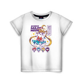 Детская футболка 3D с принтом Sailor Meow в Кировске, 100% гипоаллергенный полиэфир | прямой крой, круглый вырез горловины, длина до линии бедер, чуть спущенное плечо, ткань немного тянется | anime | cat | kawaii | sailor moon | аниме | каваи | кот котик | мультсериал | ностальгия | ретро | сейлор мун