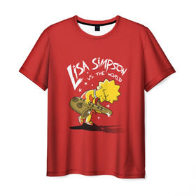Мужская футболка 3D с принтом Лиза Симпсон в Кировске, 100% полиэфир | прямой крой, круглый вырез горловины, длина до линии бедер | Тематика изображения на принте: homer | lisa | simpson | simpsons | барт | гомер | лиза | мульт | мультик | мультфильм | симпсон | симпсоны